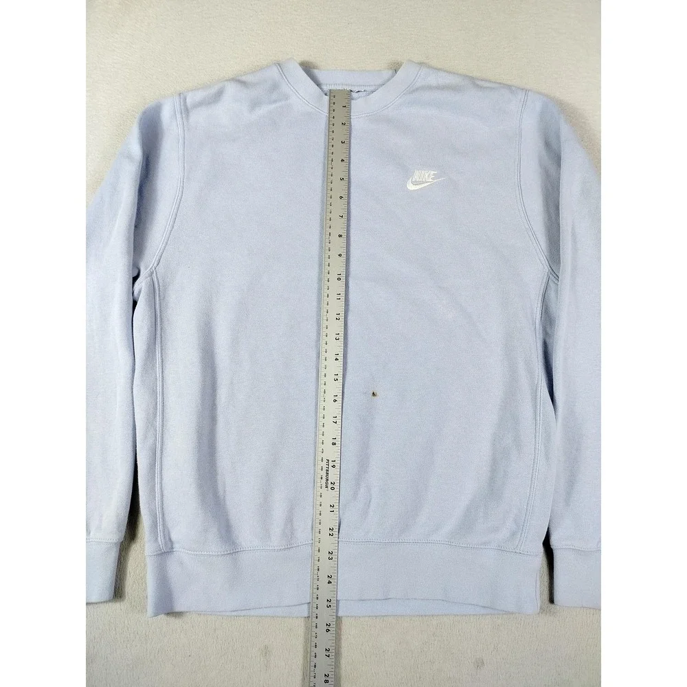 Nike Sweatshirt Mens Medium Blue Club Fleece Crewneck Swoosh Logo Distressed